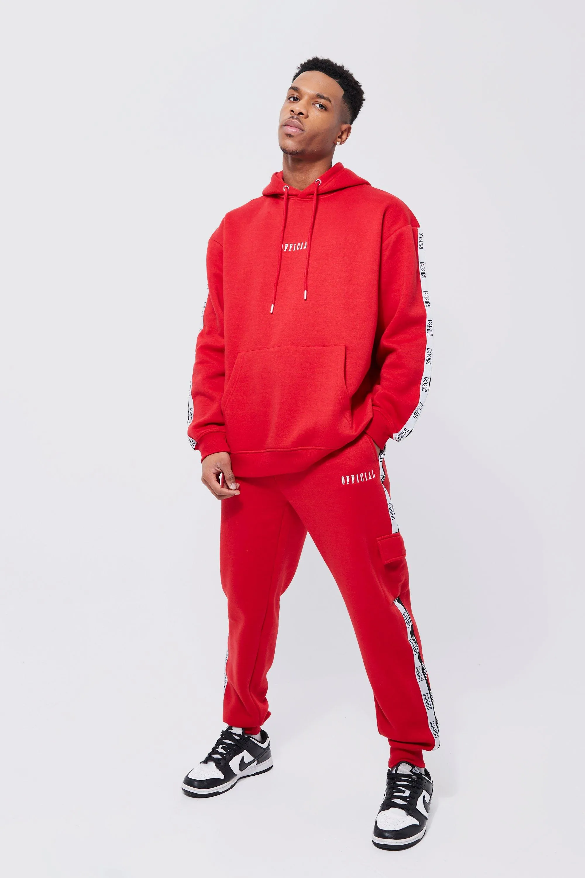 Oversized Man Tape Cargo Hooded Tracksuit | boohooMAN UK