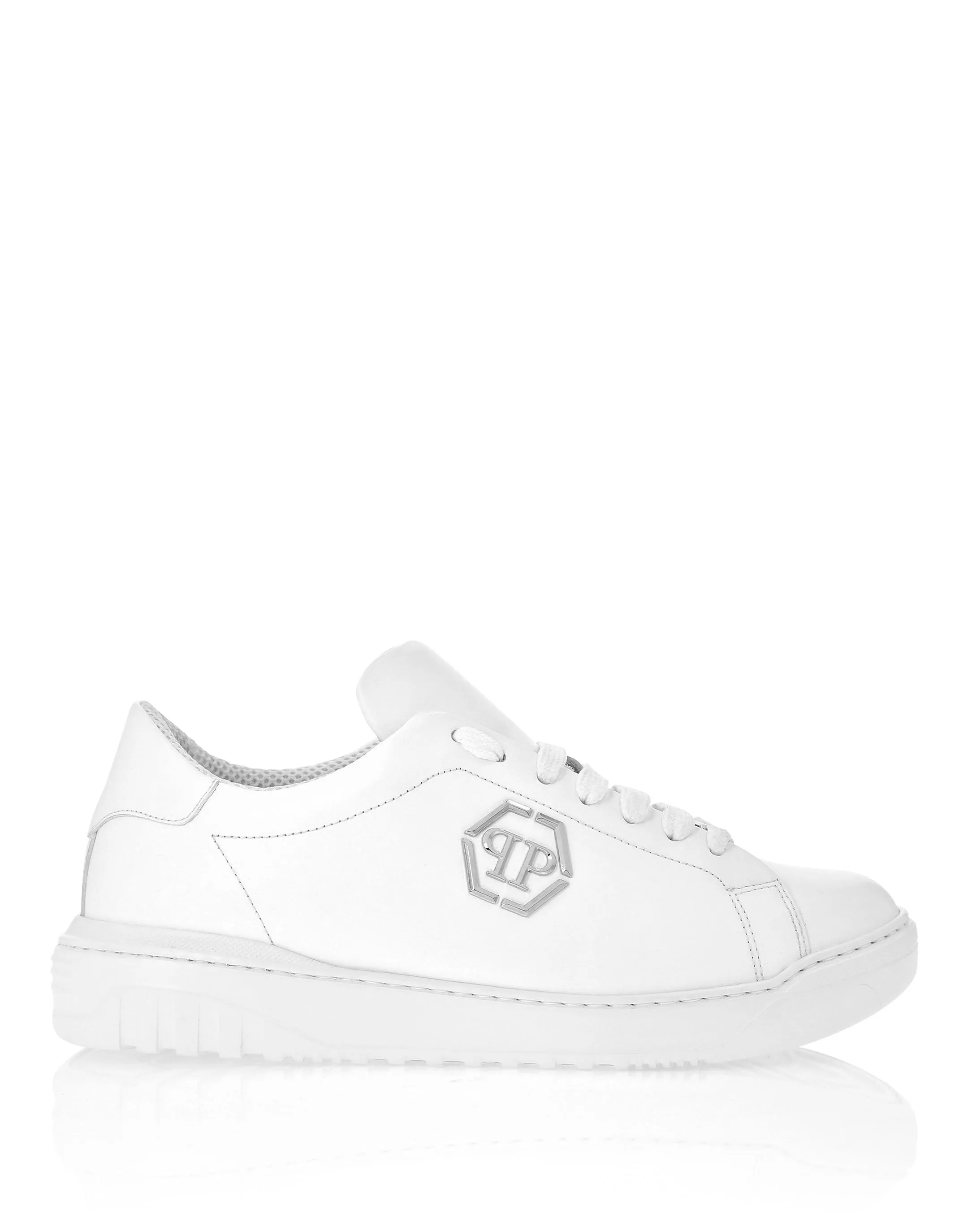 PHILIPP PLEIN Leather Lo-Top Sneakers Skull&Bones