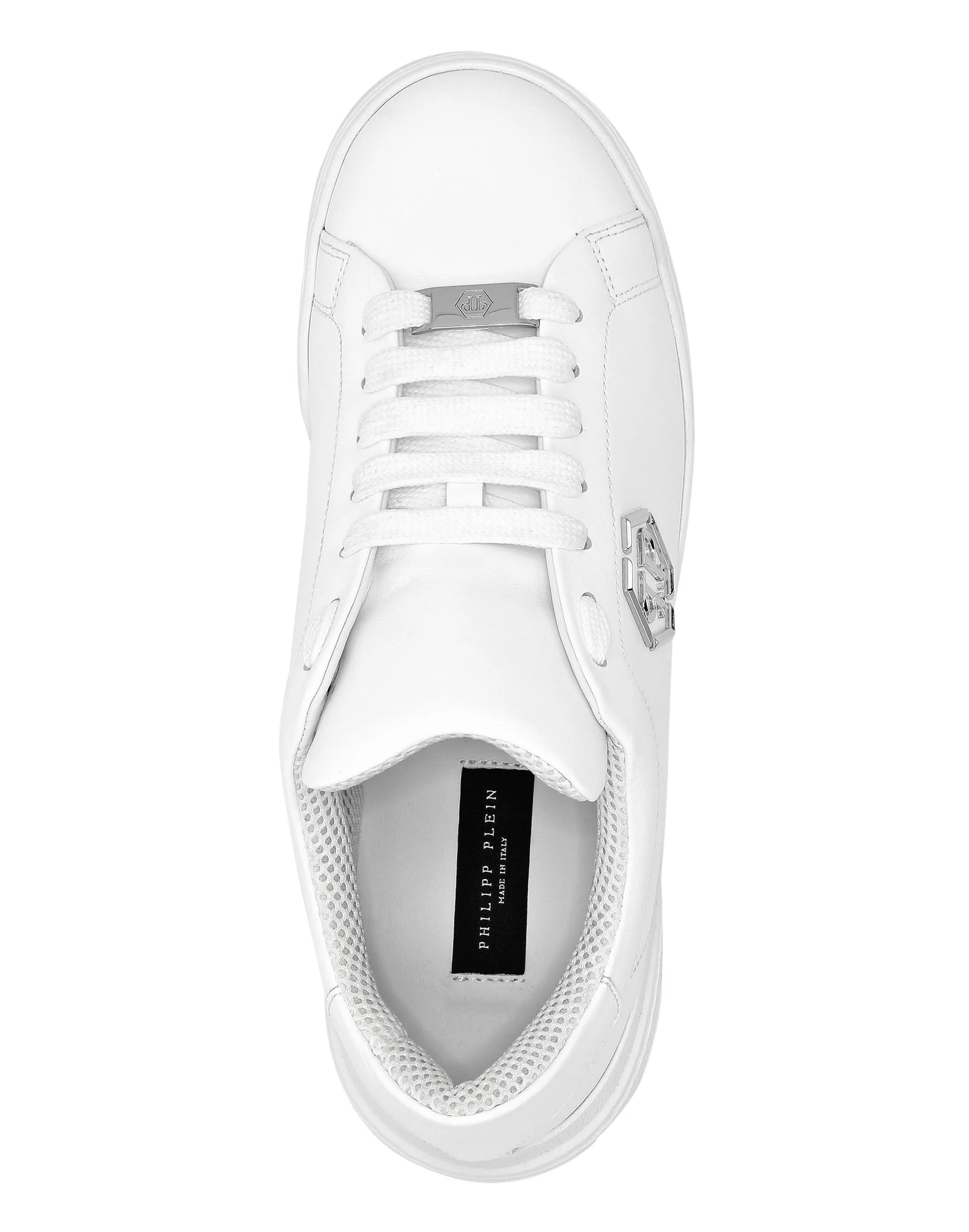 PHILIPP PLEIN Leather Lo-Top Sneakers Skull&Bones