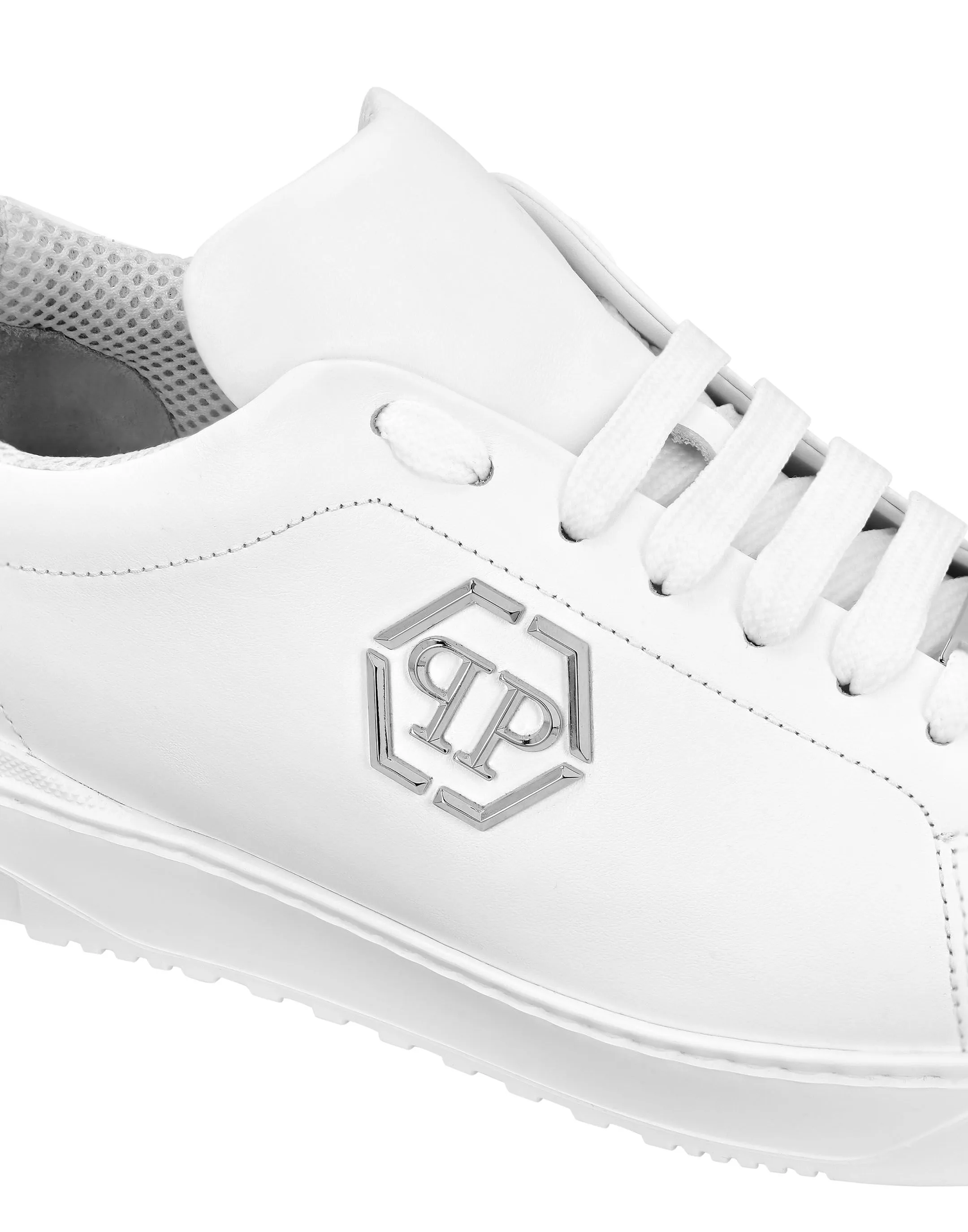 PHILIPP PLEIN Leather Lo-Top Sneakers Skull&Bones