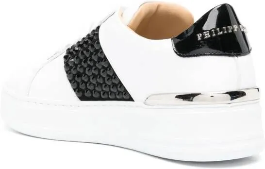 Philipp Plein logo-lettering leather sneakers White