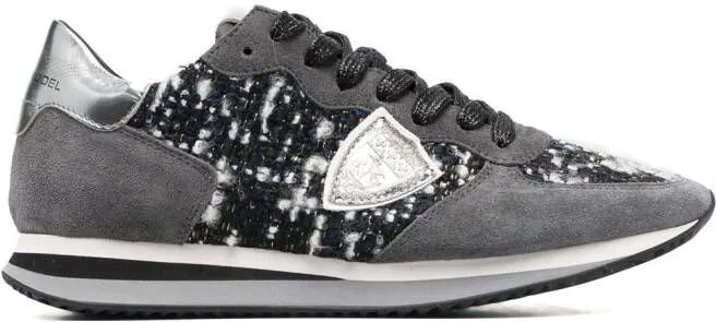 Philippe Model Paris tweed-detail lace-up sneakers Grey