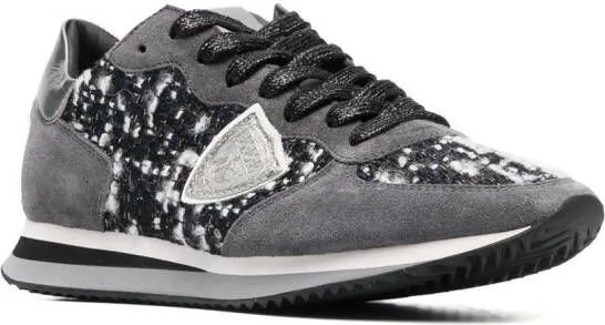 Philippe Model Paris tweed-detail lace-up sneakers Grey