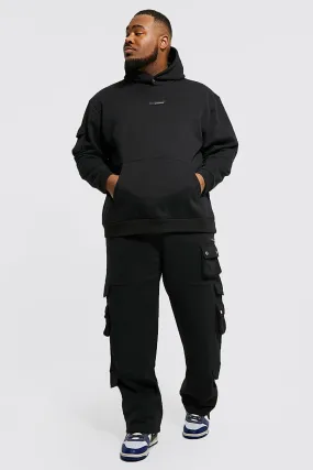 Plus Loose Cargo Hooded Contrast Tracksuit | boohooMAN UK