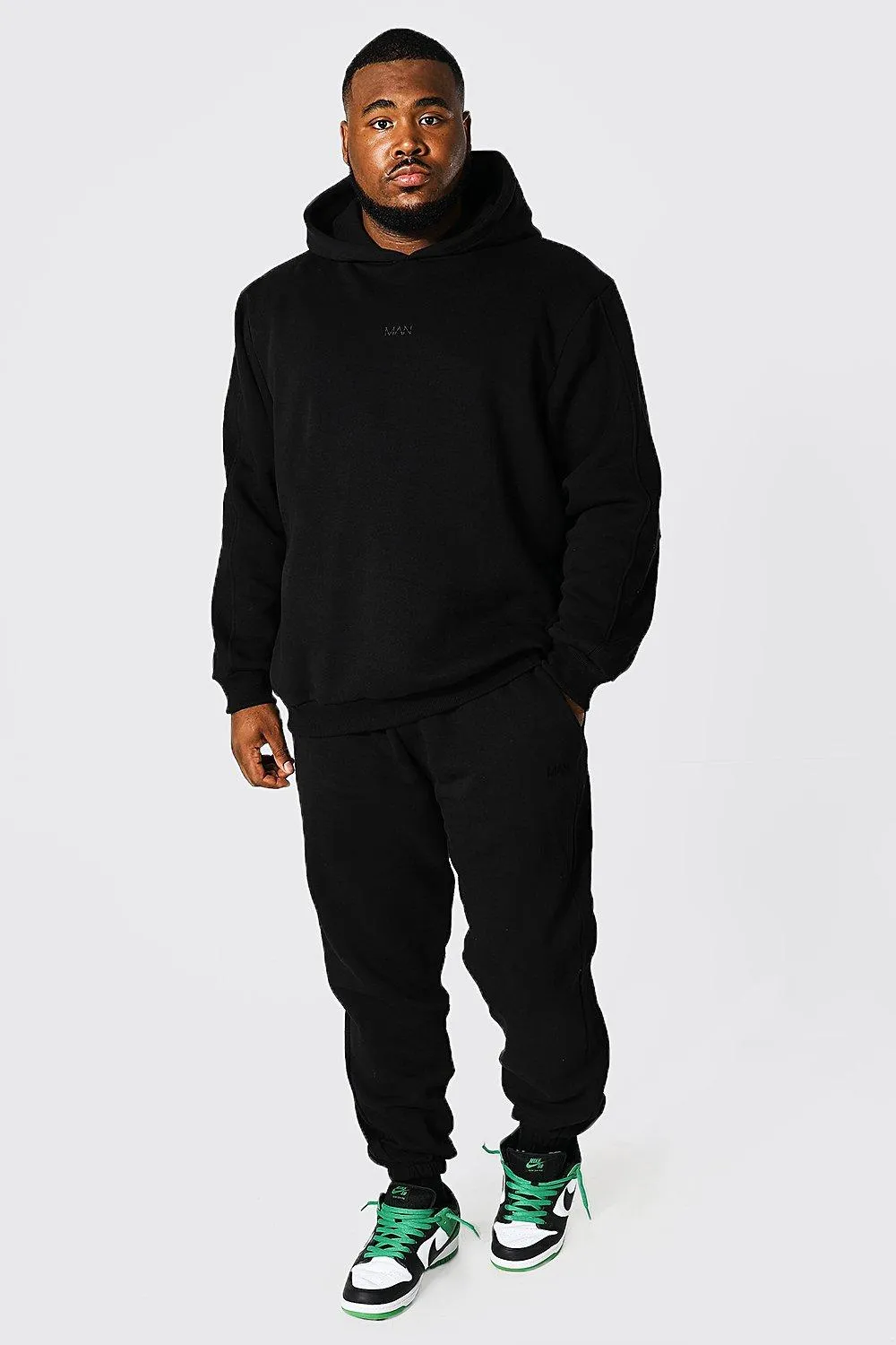 Plus Man Jersey Ribbed Hooded Tracksuit