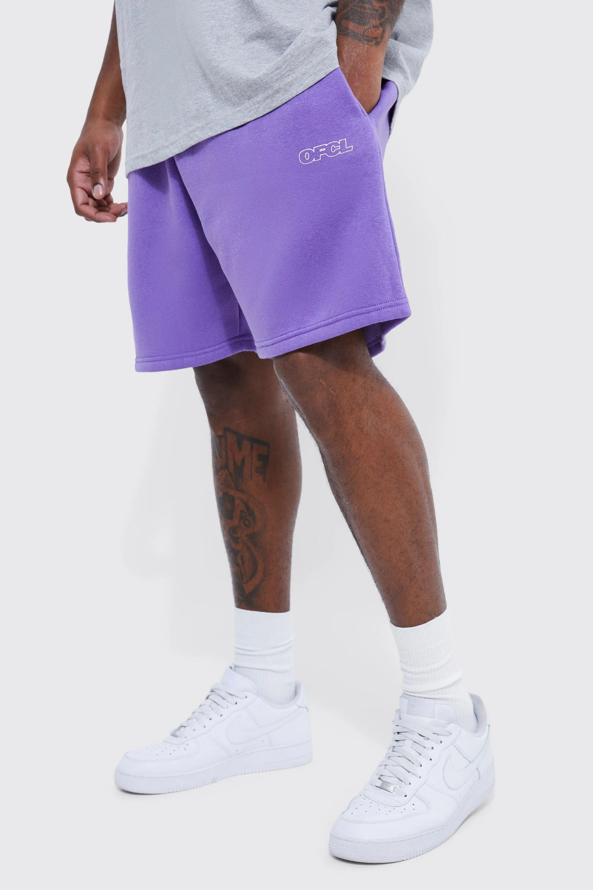 Plus Ofcl Jersey Volley Short Length Short | boohooMAN UK