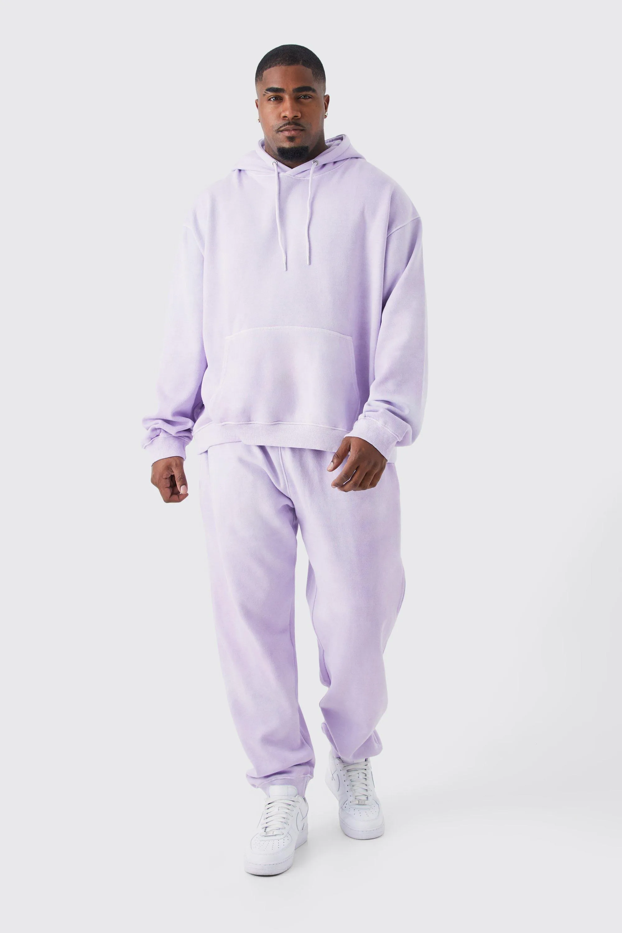 Plus Oversized Washed Hooded Boxy Tracksuit | boohooMAN UK