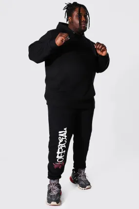 Plus Size Official Graffiti Hooded Tracksuit | boohooMAN UK