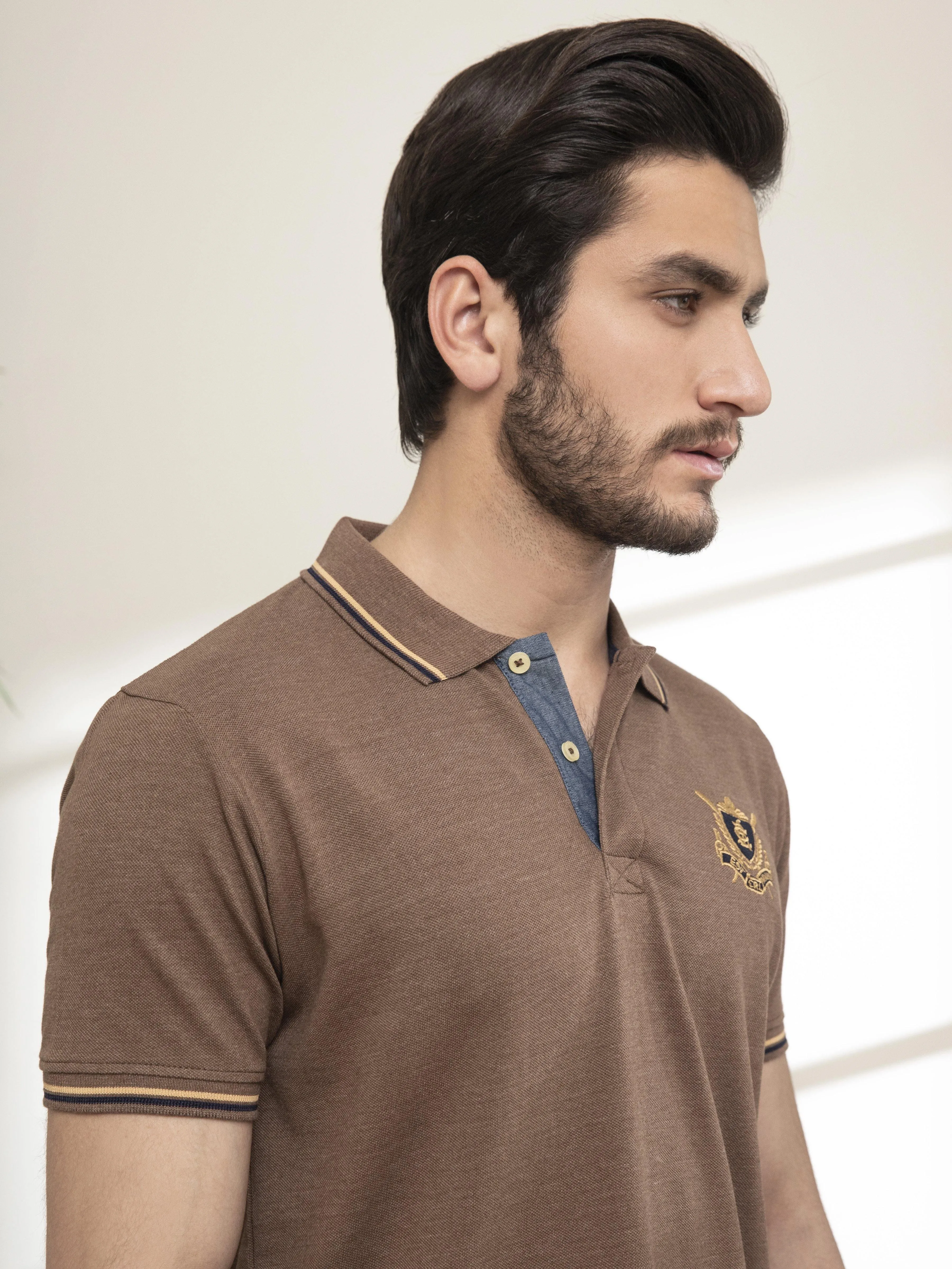 POLO SHIRT TIPPING COLLAR KHAKI