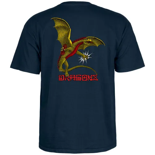 Powell Peralta Skateboard Shirt Dragons Logo Navy