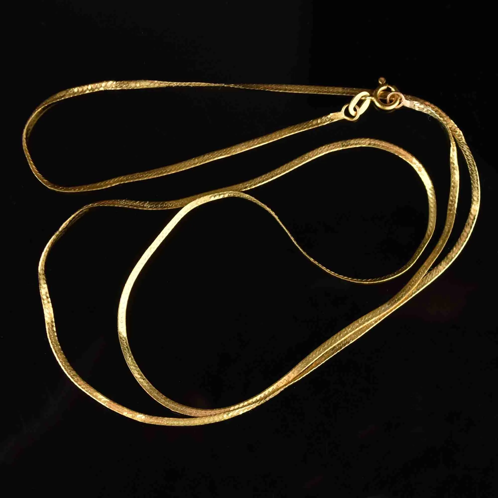 Retro 14K Gold Herringbone Chain Bracelet Necklace