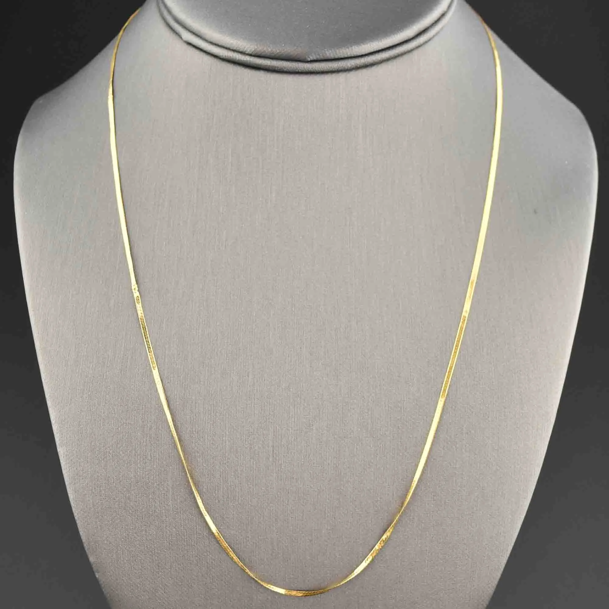 Retro 14K Gold Herringbone Chain Bracelet Necklace