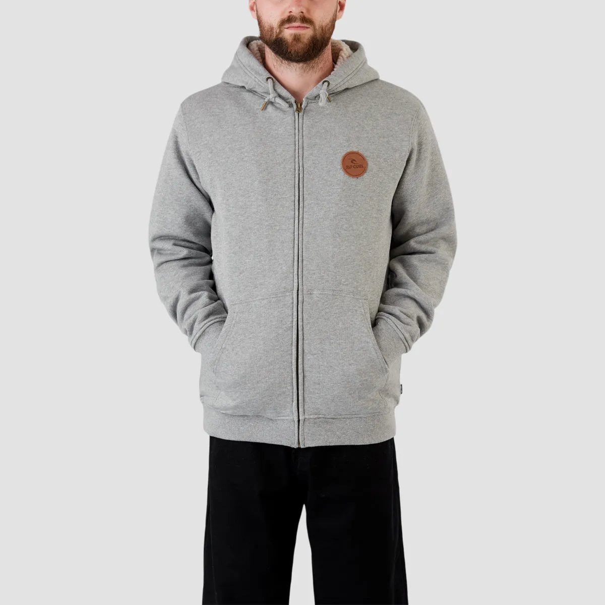 Rip Curl Icos Sherpa Lined Zip Hoodie Grey Marle