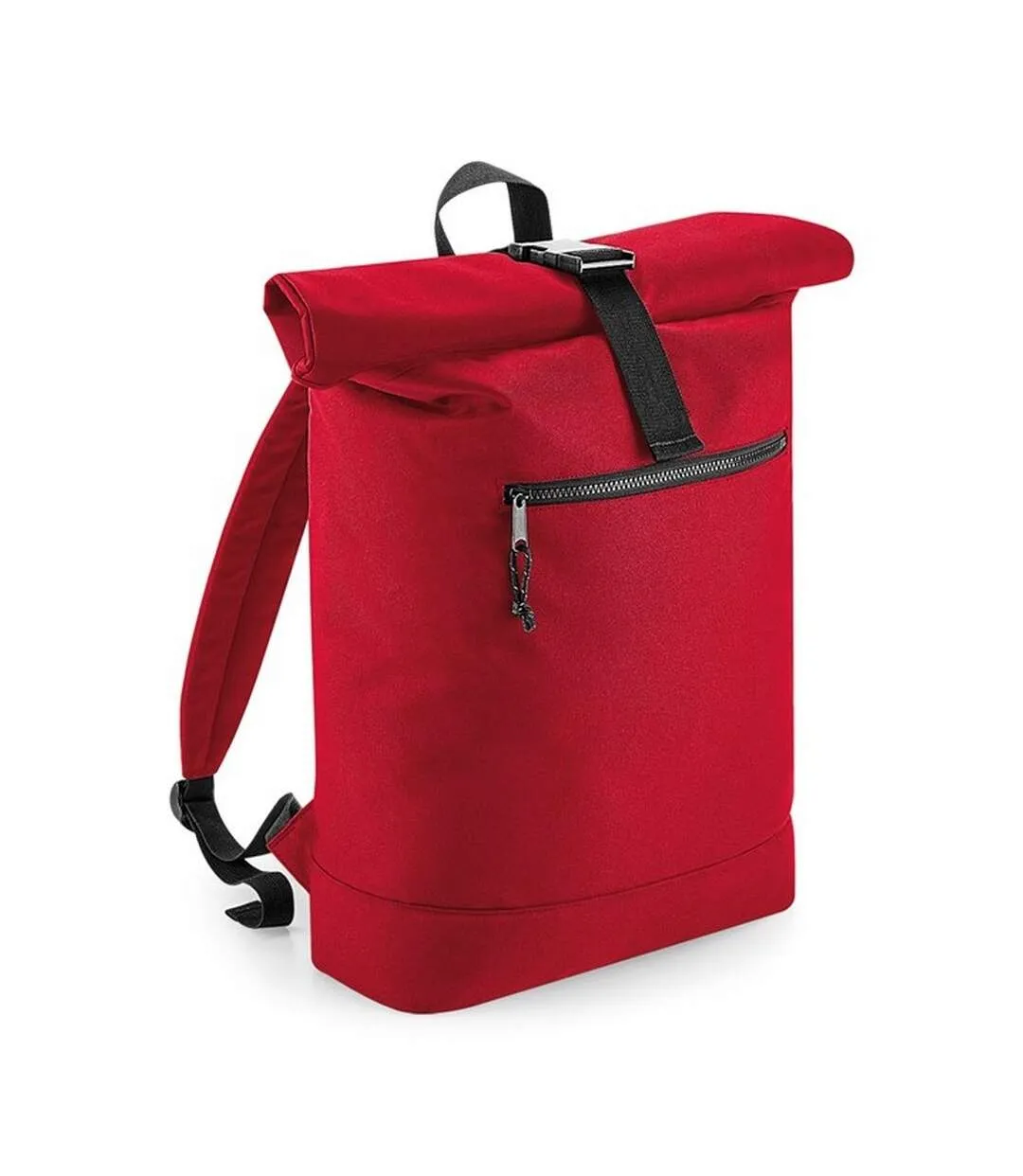 Rolled top recycled backpack one size red Bagbase