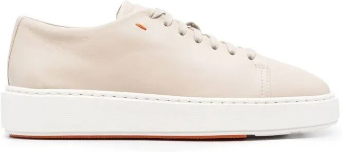 Santoni leather low-top sneakers Neutrals