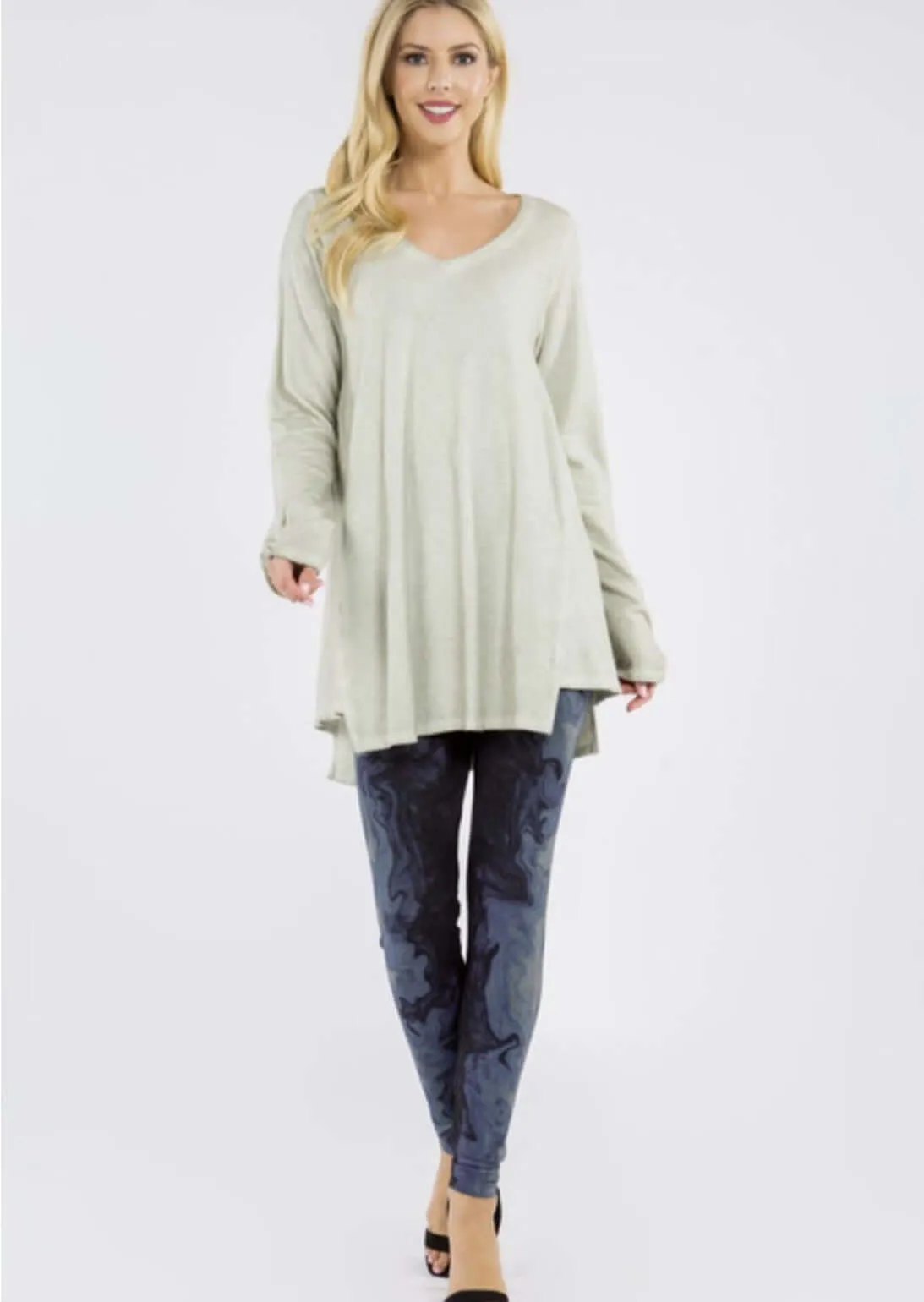 Seashell V-Neck Tunic Made in USA - Clearance Final Sale