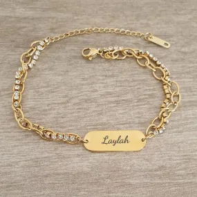 Shakira Personalized CZ Stainless Steel bracelet, Adjustable Size: 17-21cm (READY IN 3 DAYS!)