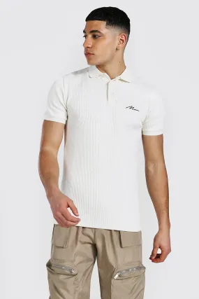 Slim Man Signature Waffle Polo