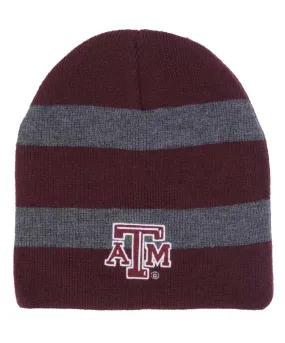 Striped Beanie - Maroon & Charcoal