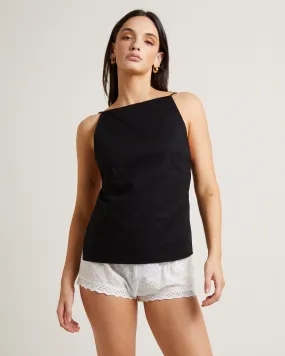 Subtitled Kaia Backless Tunic Top in Black