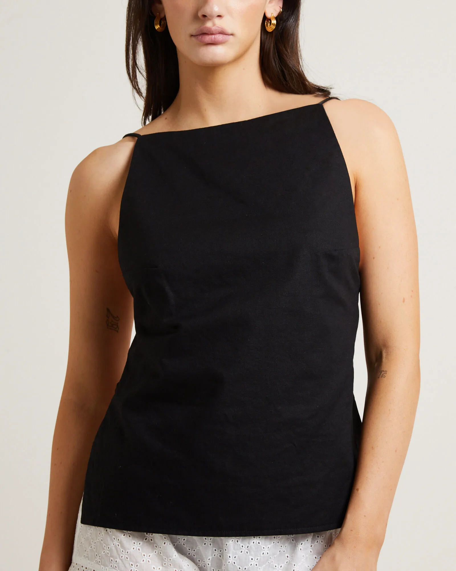 Subtitled Kaia Backless Tunic Top in Black