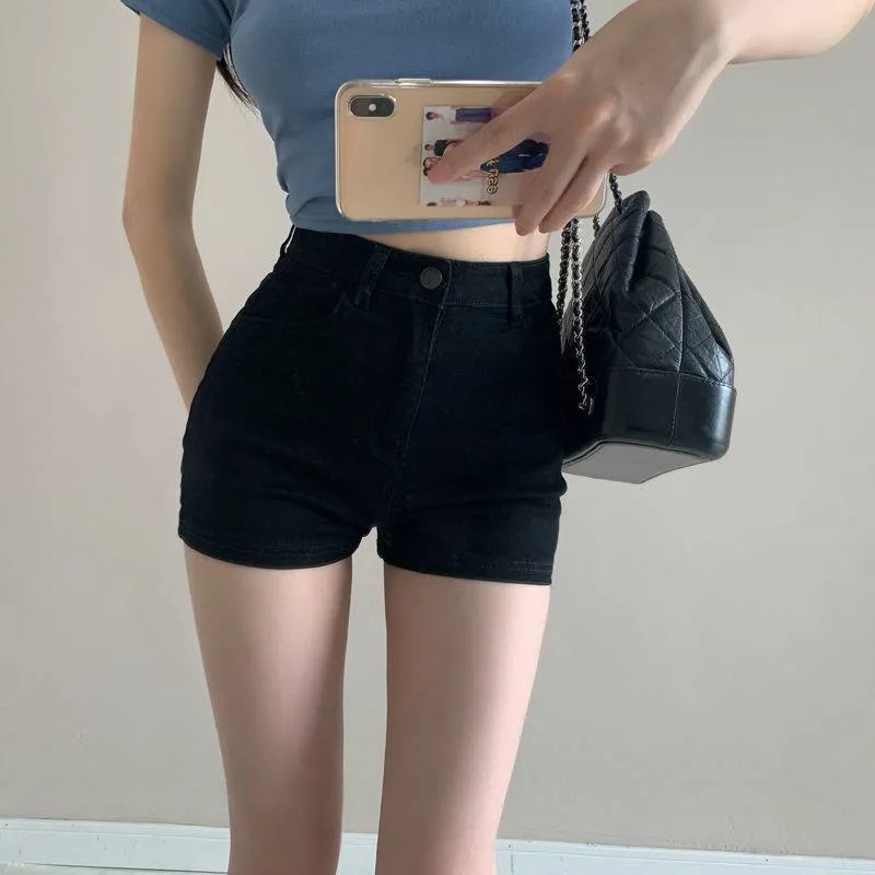 Summer Thin High Waist Slim Workwear Denim Shorts For Women