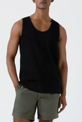 Sunspel Linear Mesh Vest Tank - Black