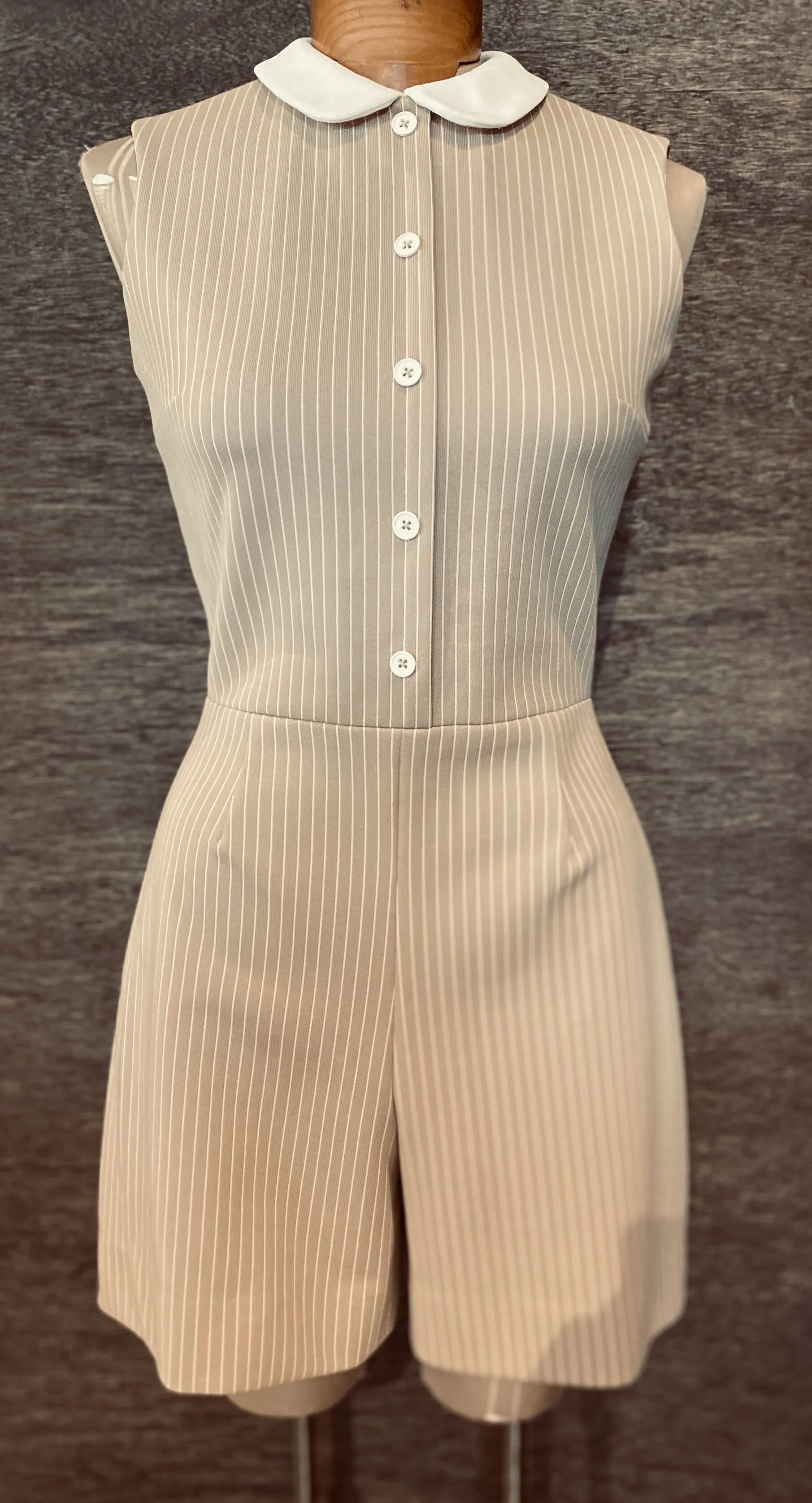 Super Cute Vintage Pinstripe Romper With Peter Pan Collar —          Star Struck Vintage