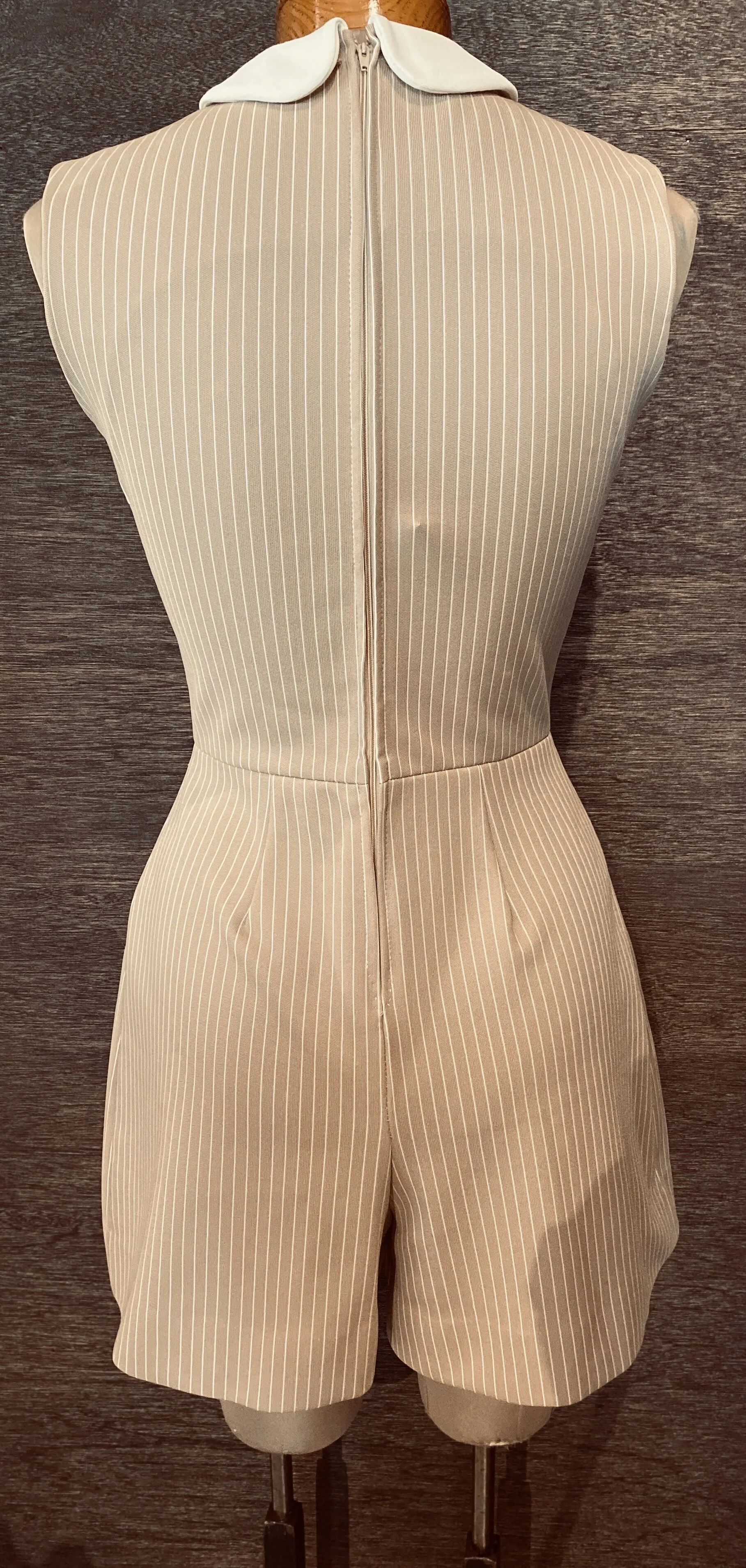 Super Cute Vintage Pinstripe Romper With Peter Pan Collar —          Star Struck Vintage