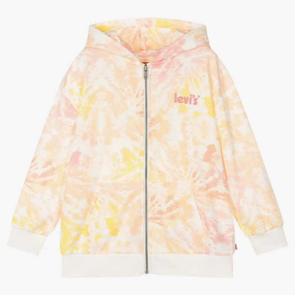 Teen Girls Pink Tie-Dye Zip-Up Hoodie