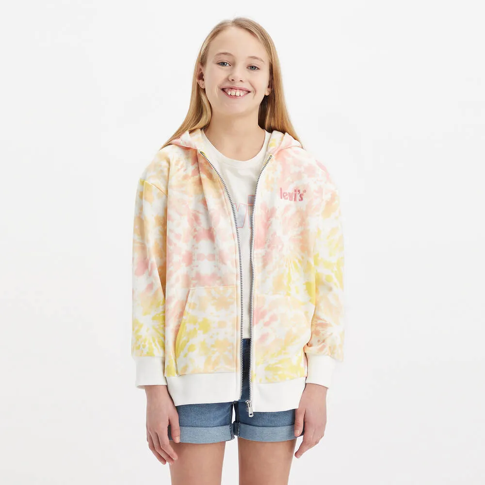 Teen Girls Pink Tie-Dye Zip-Up Hoodie