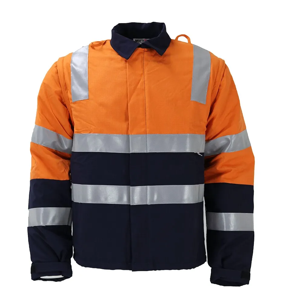 Tuffa Workwear Tuffa - Jacket - Flame Retardant - Biomotion Taped - Zip - Off Sleeve - Navy/Orange - JKTLZ107 NVOR XS