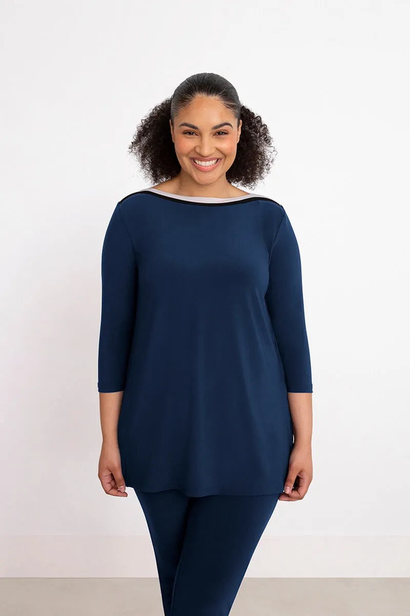 Underline Boat Neck Tunic | Denim