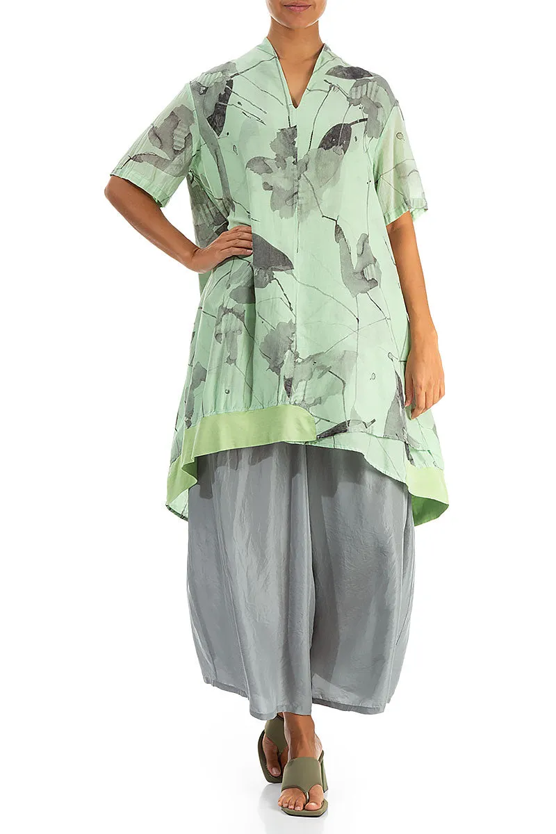 V-Neck Green Sorbet Mirage Silk Cotton Tunic