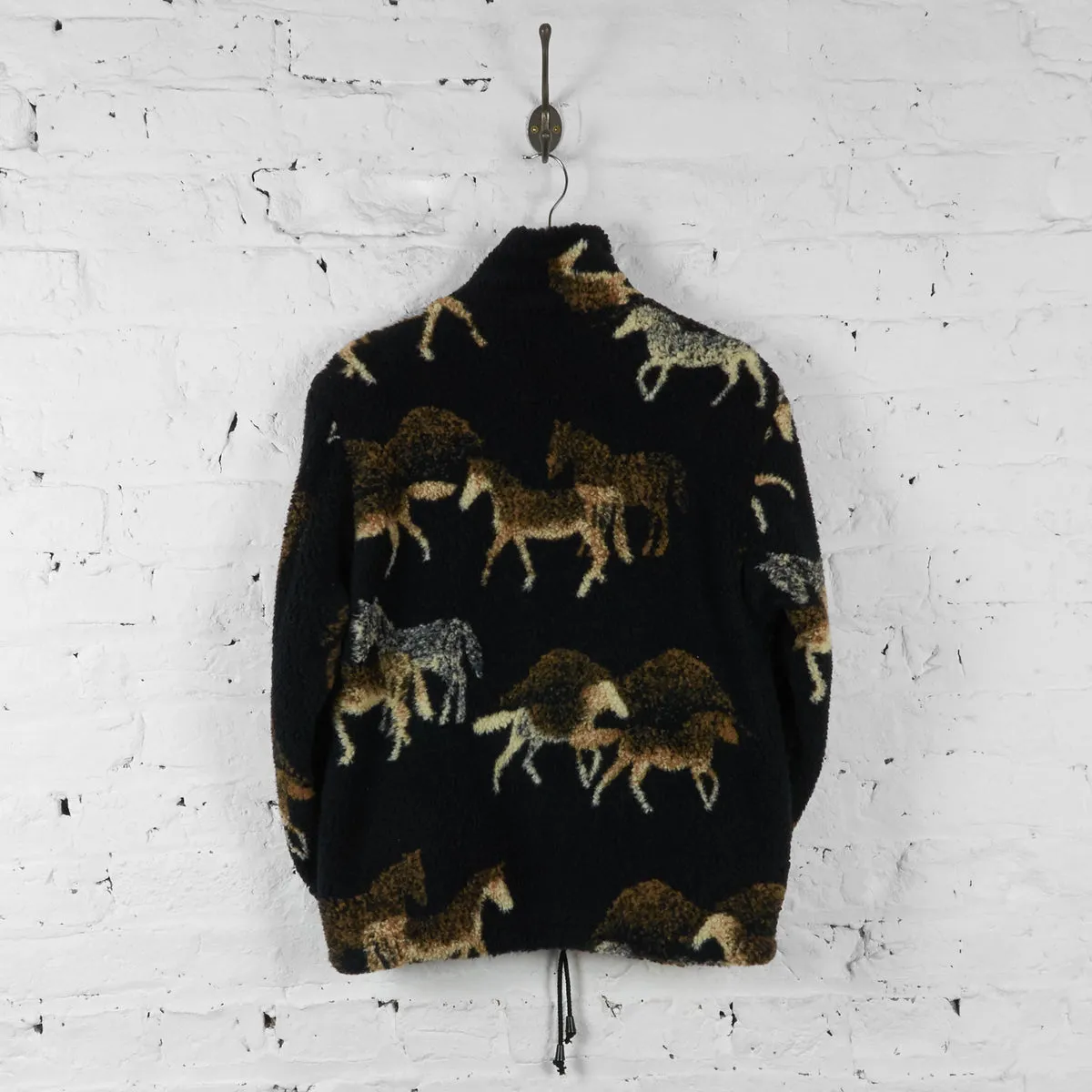 Vintage Horse Pattern Fleece - Black - M