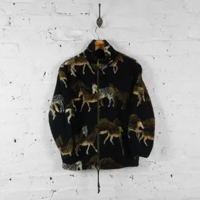 Vintage Horse Pattern Fleece - Black - M