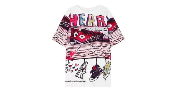 White HEAR Sneakers Harajuku Funky Short Sleeves T Shirt Top